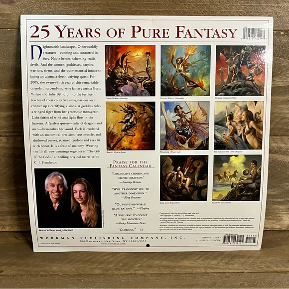 Boris Vallejo & Julie Bell Fantasy Calendar 2005 Collectible VTG Y2K Fantasy Art - Picture 7 of 10